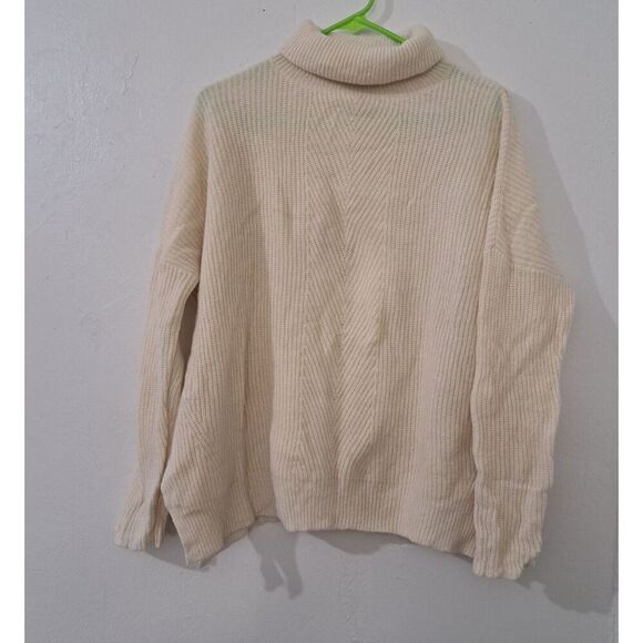 Demylee New York Womens Large Turtleneck DROP SLEEVE SOFT WOOL Ivory sweater - Picture 1 of 6